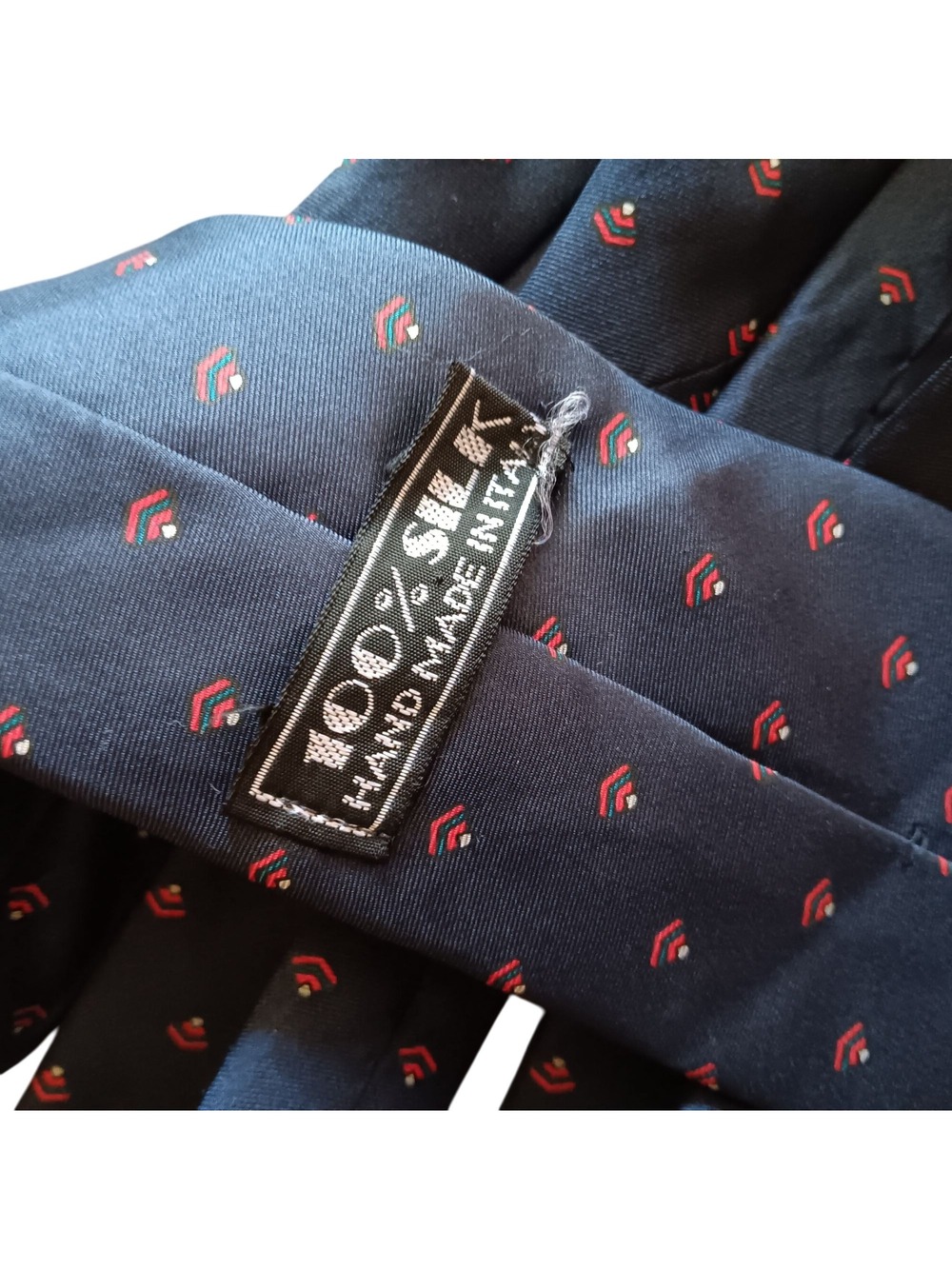 Vintage Silk Tie Necktie Handmade With Geometric Pattern 58" 3" wide